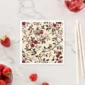 Rustic Bird en Poinsettia kerstpatroon (22) Servet (Insitu)