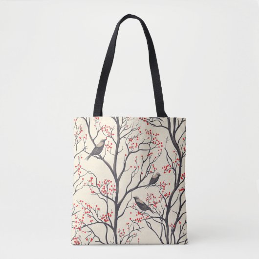 Rustic Bird en Poinsettia kerstpatroon (4) Tote Bag (Voorkant)