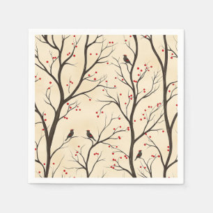 Rustic Bird en Poinsettia kerstpatroon (5) Servet
