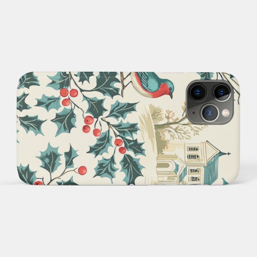 Rustic Bird en Poinsettia kerstpatroon (7) Case-Mate iPhone Case (Achterkant (horizontaal))