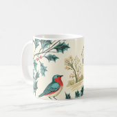 Rustic Bird en Poinsettia kerstpatroon (7) Koffiemok (Voorkant links)