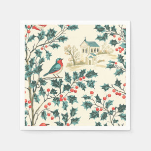 Rustic Bird en Poinsettia kerstpatroon (7) Servet