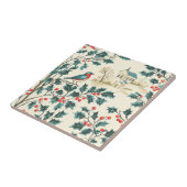 Rustic Bird en Poinsettia kerstpatroon (7) Tegeltje (Zijkant)