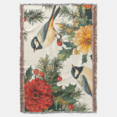 Rustic Bird en Poinsettia kerstpatroon (9) Deken (Voorkant Verticaal)