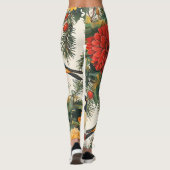Rustic Bird en Poinsettia kerstpatroon (9) Leggings (Achterkant)