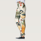 Rustic Bird en Poinsettia kerstpatroon (9) Leggings (Links)
