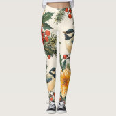 Rustic Bird en Poinsettia kerstpatroon (9) Leggings (Voorkant)