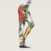 Rustic Bird en Poinsettia kerstpatroon (9) Leggings (Rechts)