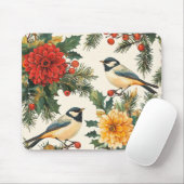 Rustic Bird en Poinsettia kerstpatroon (9) Muismat (Met muis)