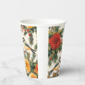 Rustic Bird en Poinsettia kerstpatroon (9) Papieren Bekers (Rechts)