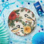 Rustic Bird en Poinsettia kerstpatroon (9) Papieren Bordje (Feest)
