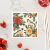 Rustic Bird en Poinsettia kerstpatroon (9) Servet (Insitu)