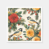 Rustic Bird en Poinsettia kerstpatroon (9) Servet (Voorkant)