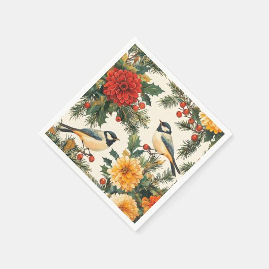 Rustic Bird en Poinsettia kerstpatroon (9) Servet (Hoek)