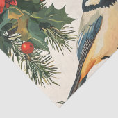 Rustic Bird en Poinsettia kerstpatroon (9) Tissuepapier (Detail)