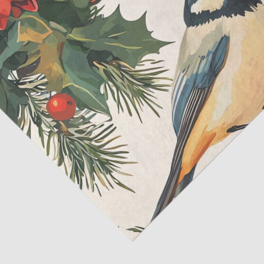 Rustic Bird en Poinsettia kerstpatroon (9) Tissuepapier (Detail)
