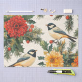 Rustic Bird en Poinsettia kerstpatroon (9) Tissuepapier (Craft)