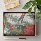 Rustic Bird en Poinsettia kerstpatroon (9) Tissuepapier (Geschenk)