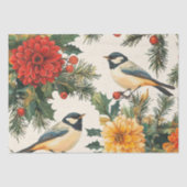 Rustic Bird en Poinsettia kerstpatroon (9) Tissuepapier (Voorkant)