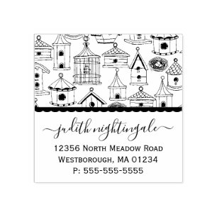 Rustic Bird Houses Creëer je eigen retouradres Rubberstempel