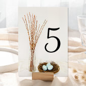 Rustic Bird Nest Eggs and Pussy Willows Wedding Kaart