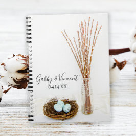 Rustic Bird Nest Eggs and Pussy Willows Wedding Notitieboek