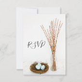 Rustic Bird Nest, Eggs, Pussy Willow Wedding RSVP (Voorkant)