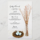 Rustic Bird Nest, Eggs, Pussy Willows Wedding Menu (Voorkant)