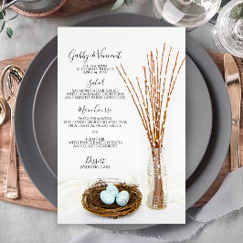 Rustic Bird Nest, Eggs, Pussy Willows Wedding Menu