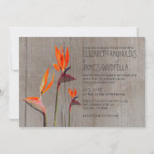Rustic Bird of Paradise Wedding Invitation Kaart (Voorkant)