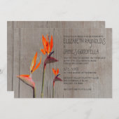 Rustic Bird of Paradise Wedding Invitation Kaart (Voorkant / Achterkant)