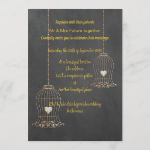 RUSTIC BIRDCAGE CHALKBOARD WEDDING CUSTOM KAART