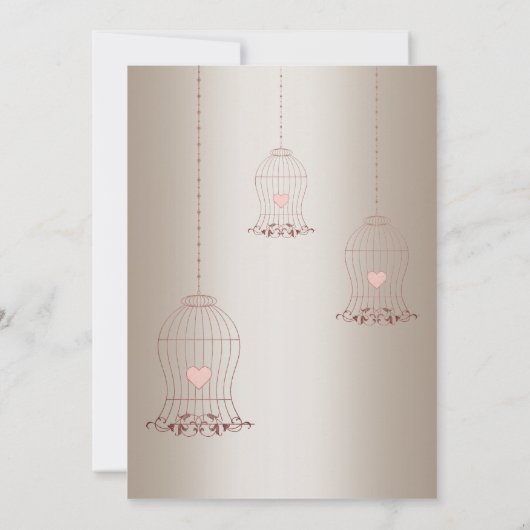 RUSTIC BIRDCAGE GOLD BRONZE WEDDING CUSTOM KAART (Achterkant)