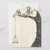 Rustic Birdcage Peach  Lovebird Wedding Kaart (Achterkant)