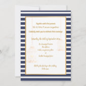 RUSTIC BIRDCAGE WHITE NAVY GOLD STRIPE 2 WEDING KAART (Voorkant)