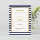 RUSTIC BIRDCAGE WHITE NAVY GOLD STRIPE 2 WEDING KAART (Staand voorkant)
