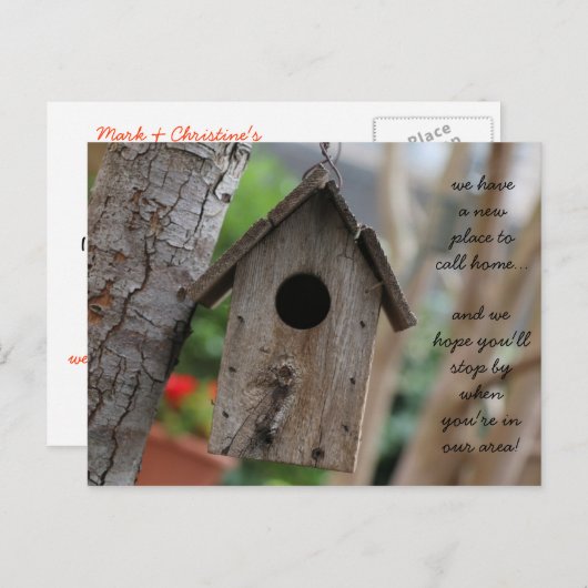 Rustic Birdhouse, adreswijziging Aankondigingskaart (Voorkant / Achterkant)
