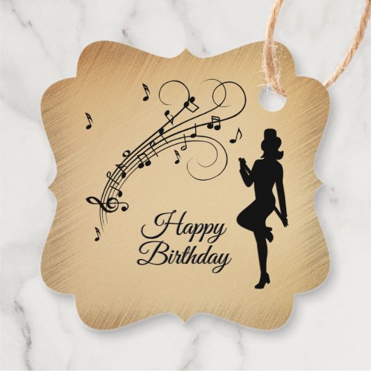 Rustic Birthday Dancer en Muzieknoten Bedankjes Labels (Achterkant)