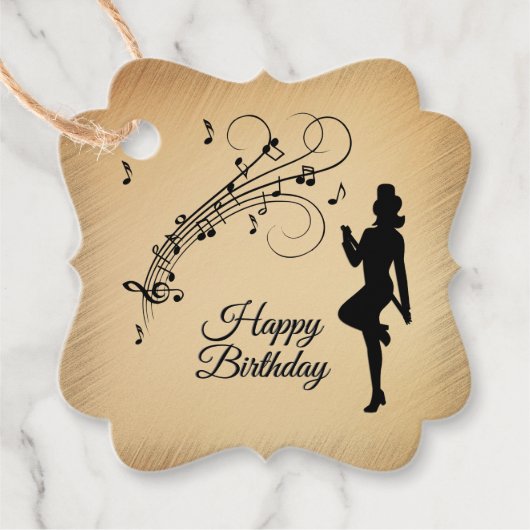 Rustic Birthday Dancer en Muzieknoten Bedankjes Labels (Voorkant)