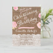 Rustic Birthday en Christening nodigen meisje uit Kaart (Staand voorkant)