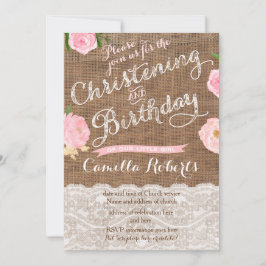 Rustic Birthday en Christening nodigen meisje uit Kaart