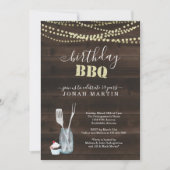 Rustic Birthday Party BBQ - Lights Wood Mason Jar Kaart (Voorkant)
