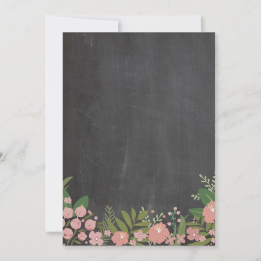 Rustic Birthday Party Coral Floral Chalk Invite Kaart (Achterkant)
