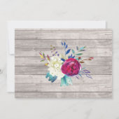 Rustic Birthday Party Foto Floral Grey Wood 40th Kaart (Achterkant)