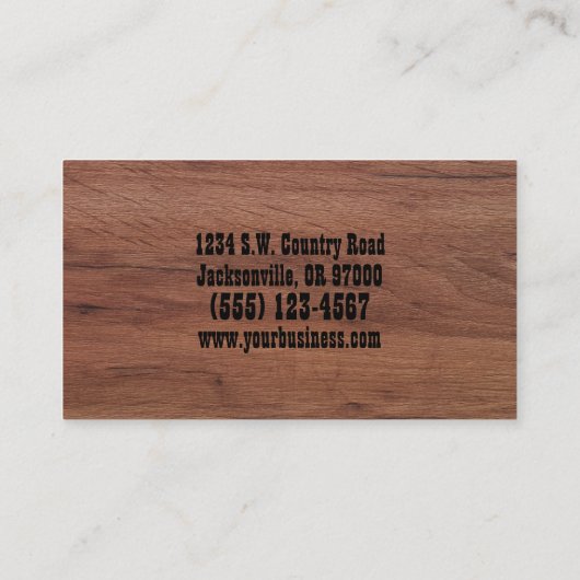 Rustic Bison Buffalo Service Wood Visitekaartje (Achterkant)