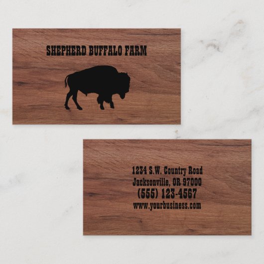 Rustic Bison Buffalo Service Wood Visitekaartje (Voorkant / Achterkant)