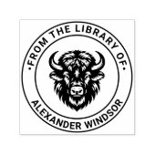 Rustic Bison Head #1 Bibliotheek Boeknaam Zelfinktende Stempel (Design)