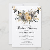 Rustic Black and Peach Floral Bridal Shower Kaart (Voorkant)
