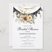 Rustic Black and Peach Floral Bridal Shower Kaart (Voorkant)