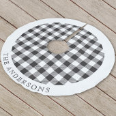 Rustic Black and White Buffalo Check familienaam Kerstboom Rok